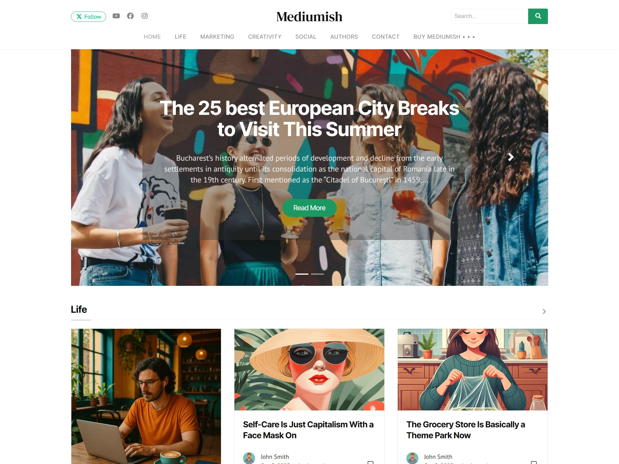 Mediumish WordPress Theme Desktop View