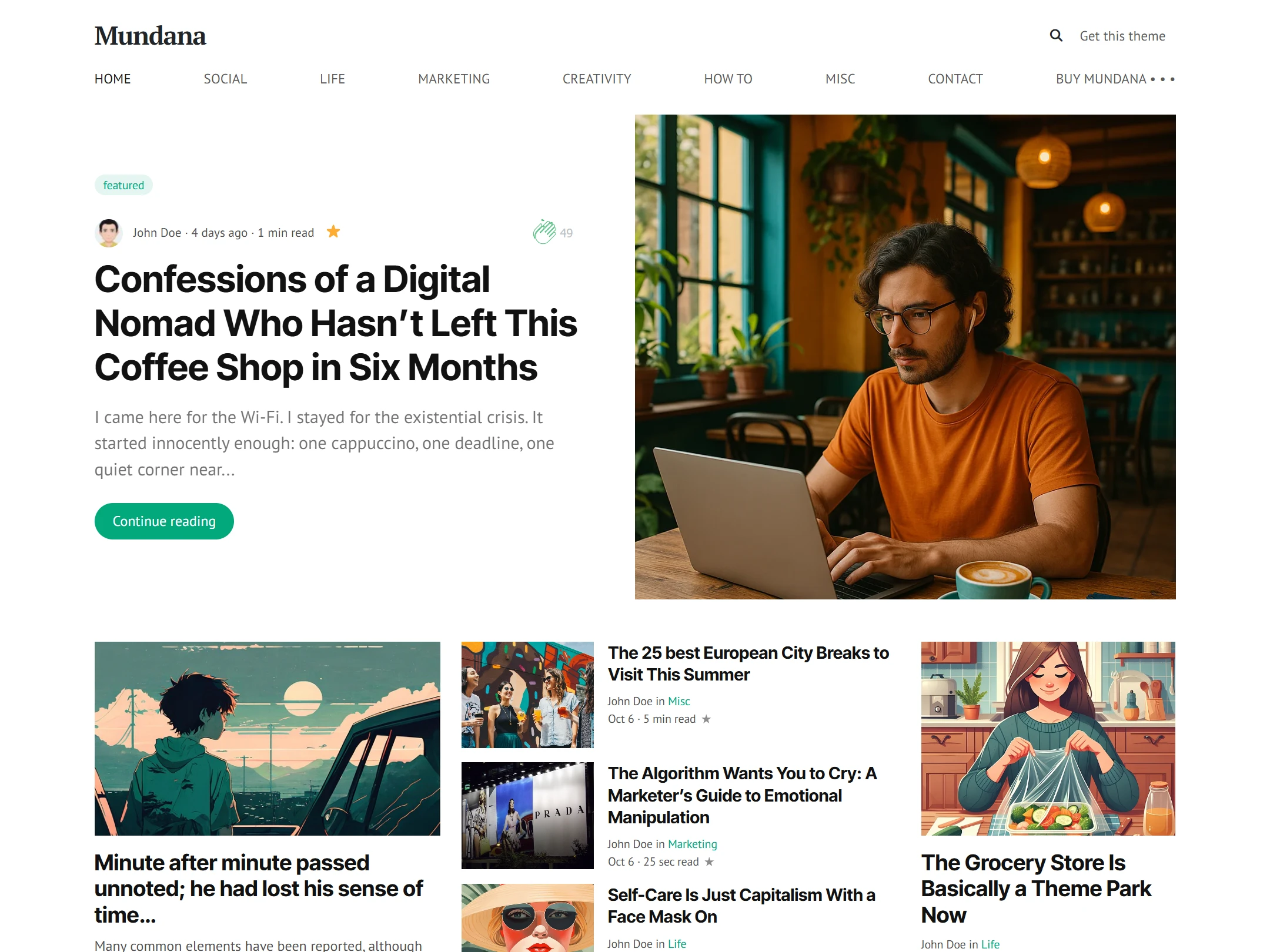 Mundana WordPress Theme Desktop View